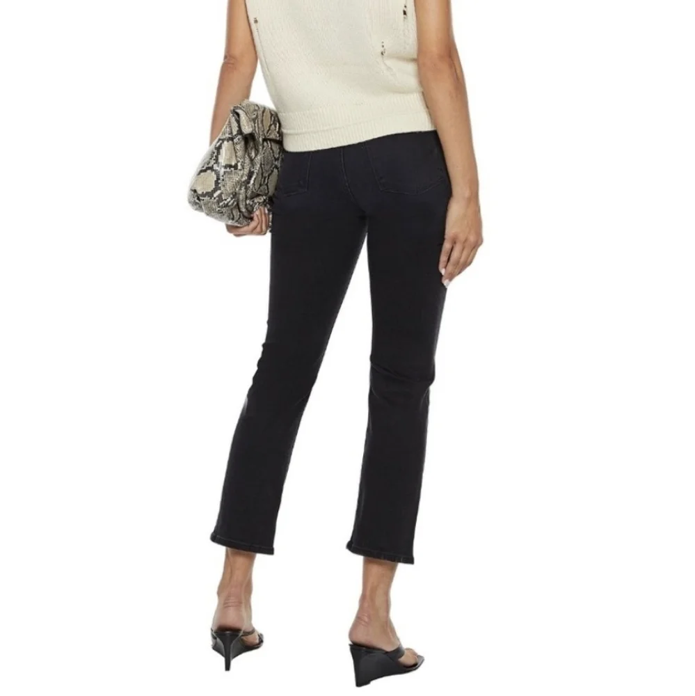 Frame Le High Straight‎ Leg Jeans Women's 32 Black Distressed Knee Denim Pant